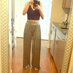 NWT metallic gold flared pants by Ronny Kobo!